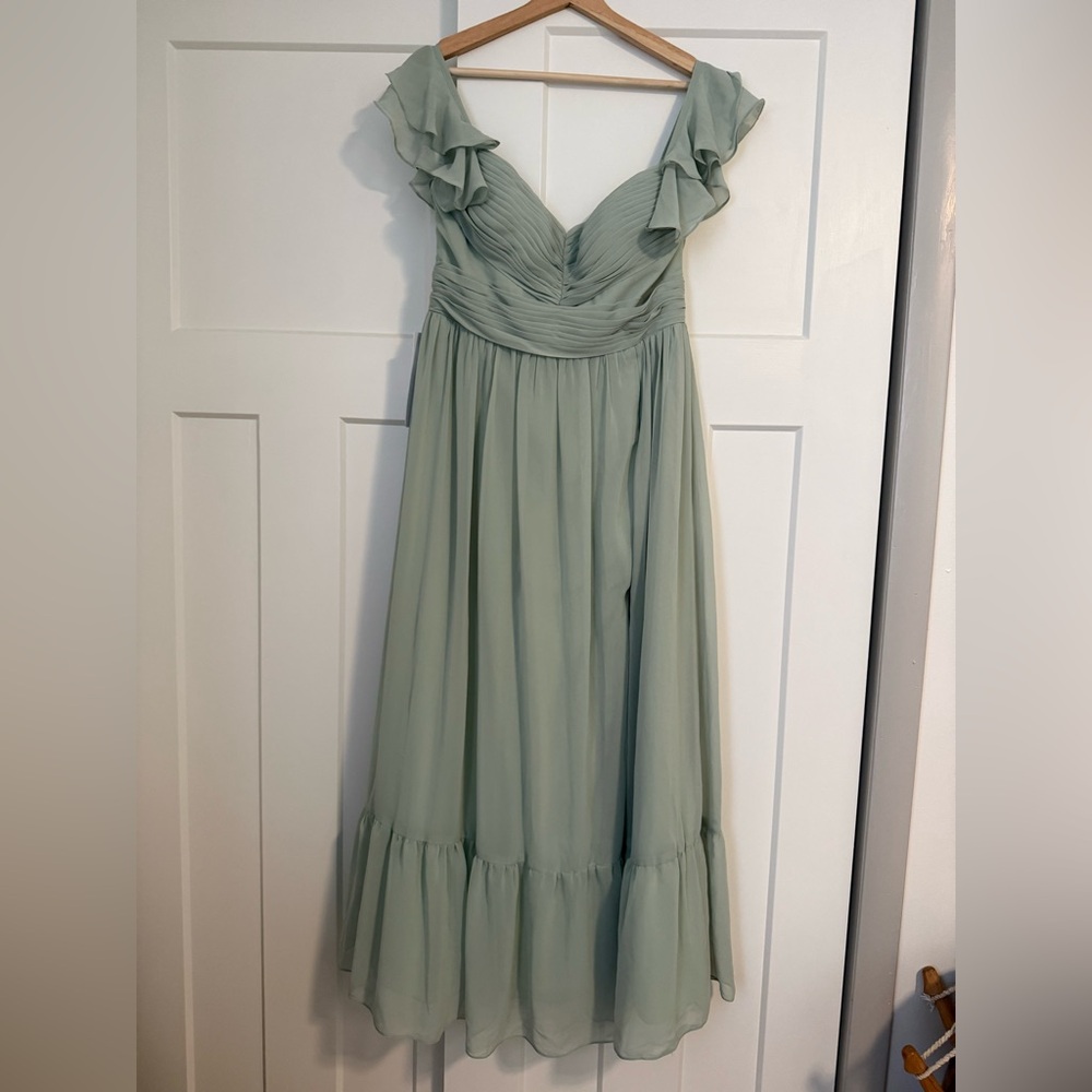 Azazie Anaya Sage Green A-Line Sweetheart Neckline Chiffon Dress